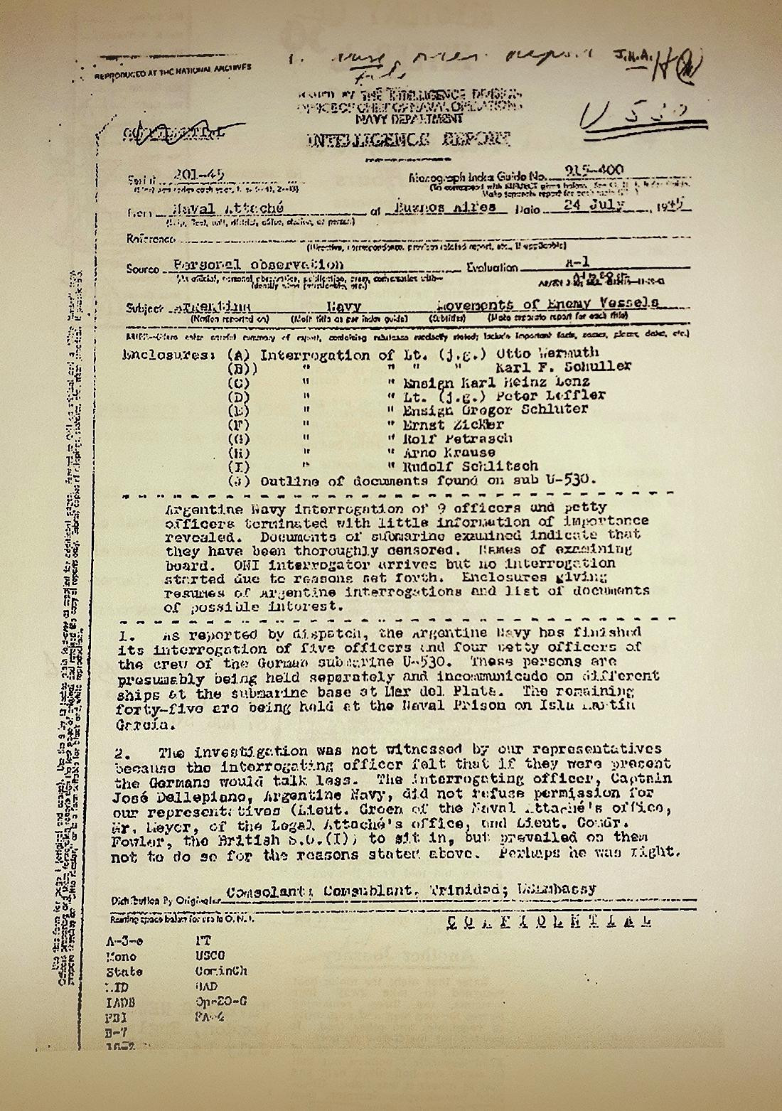 documento eeuu submarino aleman en argentina