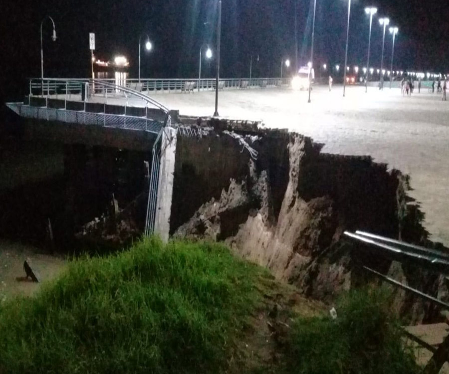 Rosario: afirman que por la bajante se derrumbó parte del muelle de Parque España