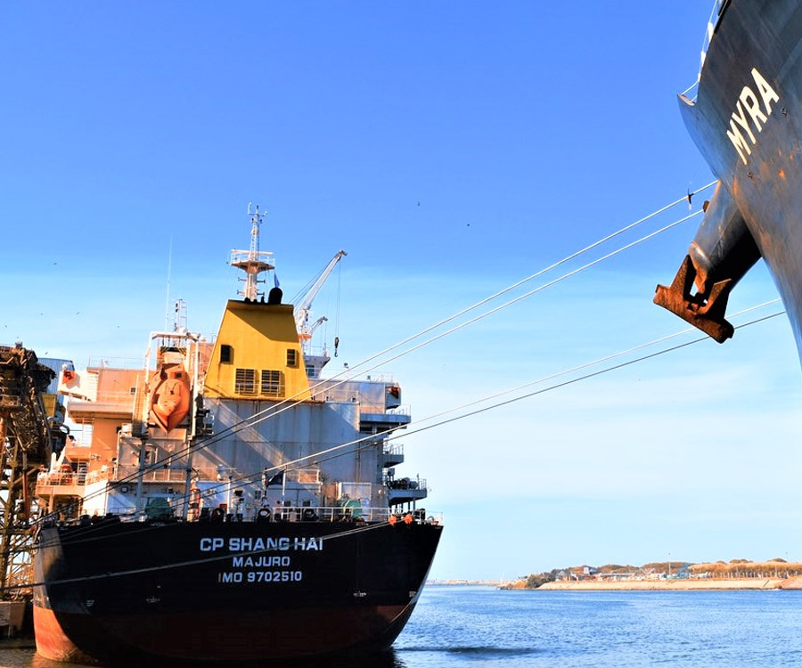 Plena actividad en los muelles de Puerto Quequén