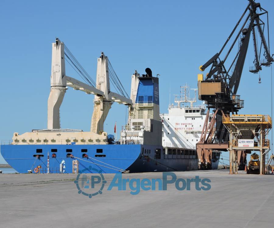 Finalizó la descarga en Bahía Blanca de equipos para un nuevo parque eólico