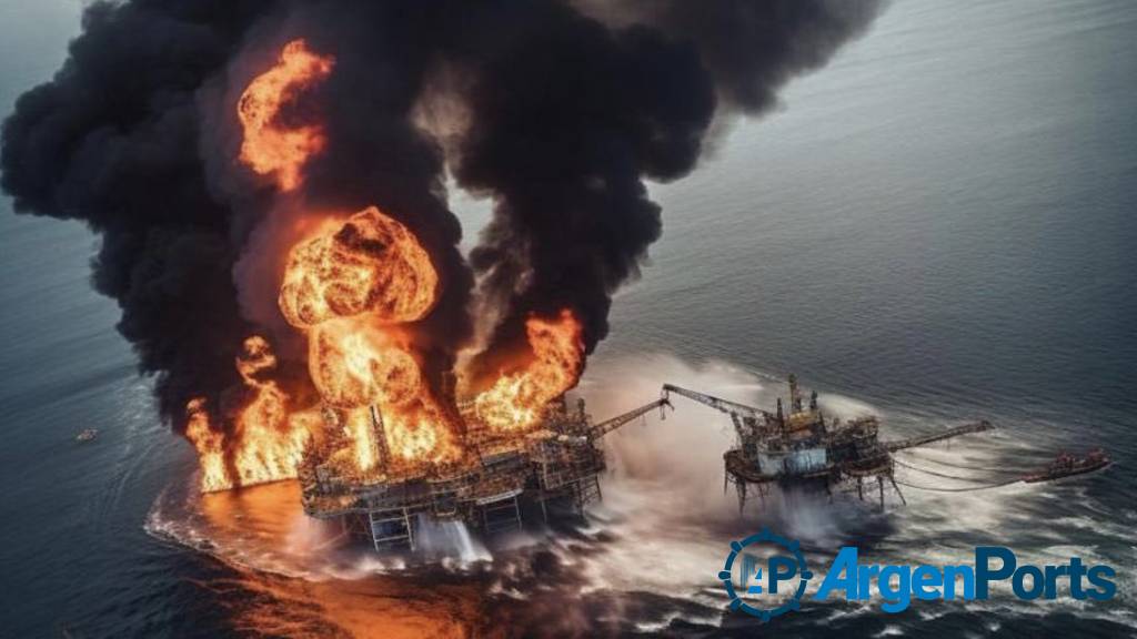 Espectaculares imágenes de la explosión de una plataforma gasífera marina en México