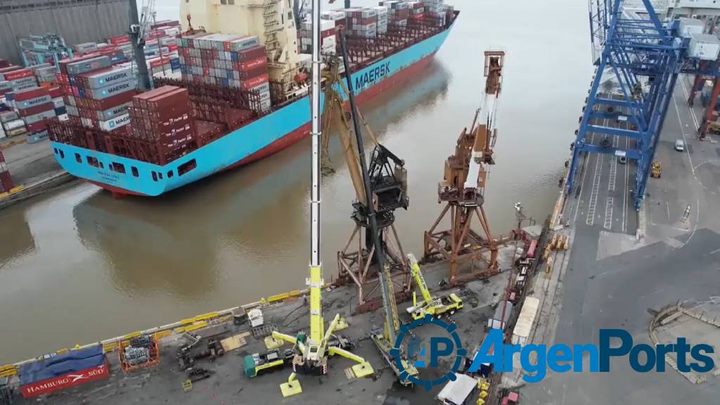 Video: la AGP procedió al desguace de dos grandes grúas en el puerto de Buenos Aires