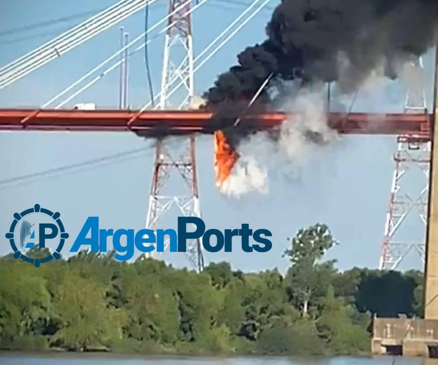 En video: espectacular incendio de un camión en el puente Zárate Brazo Largo