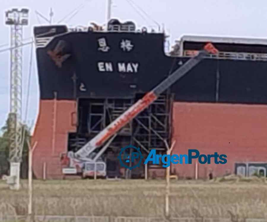 Aún no pudo salir de Argentina el buque que en enero chocó el puente Zárate Brazo Largo